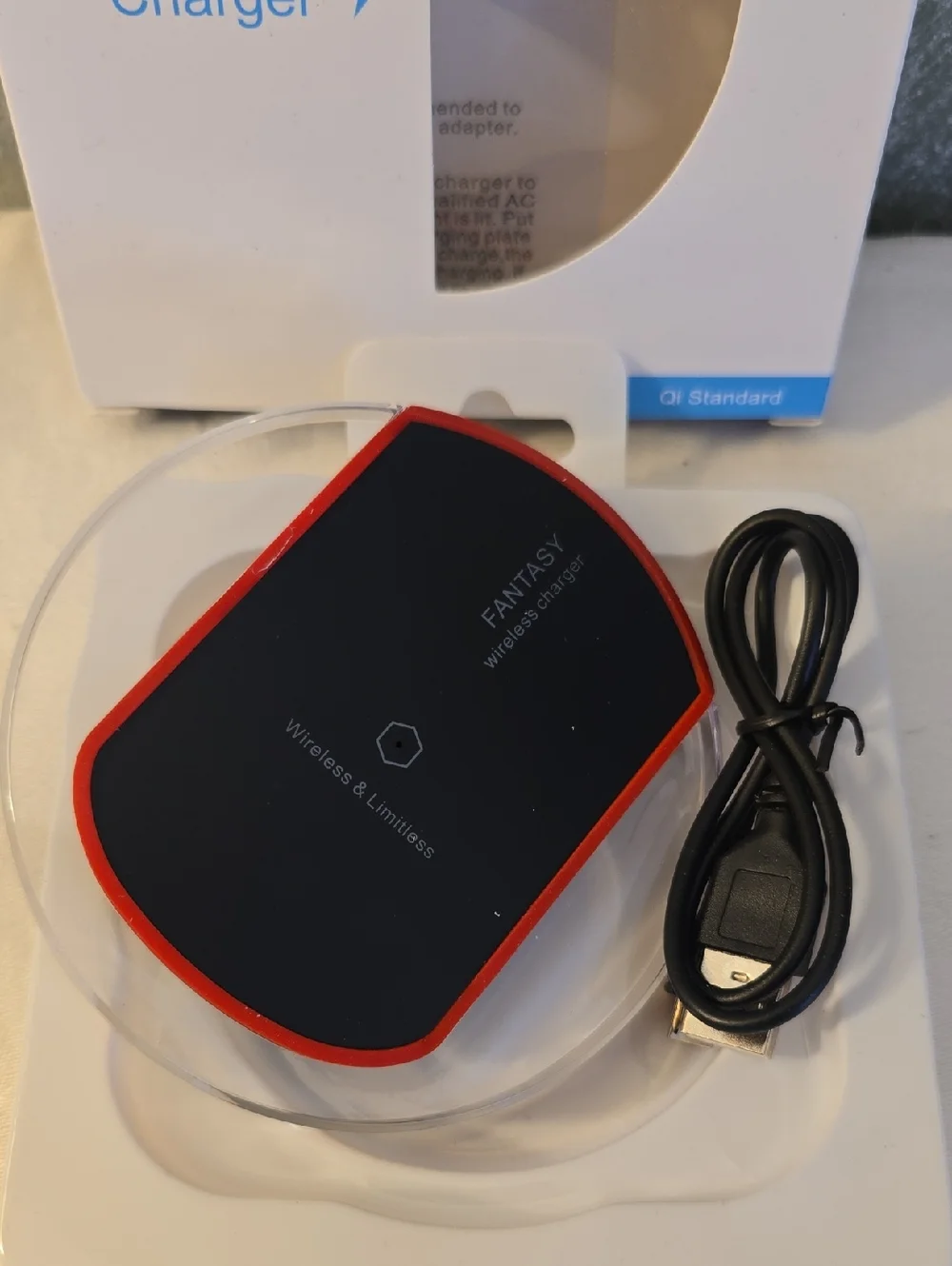 Wireless & Limitless Fast Charger Pad in Black & Red New